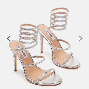 STEVE MADDEN EXOTICA SILVER STILETTO SANDAL